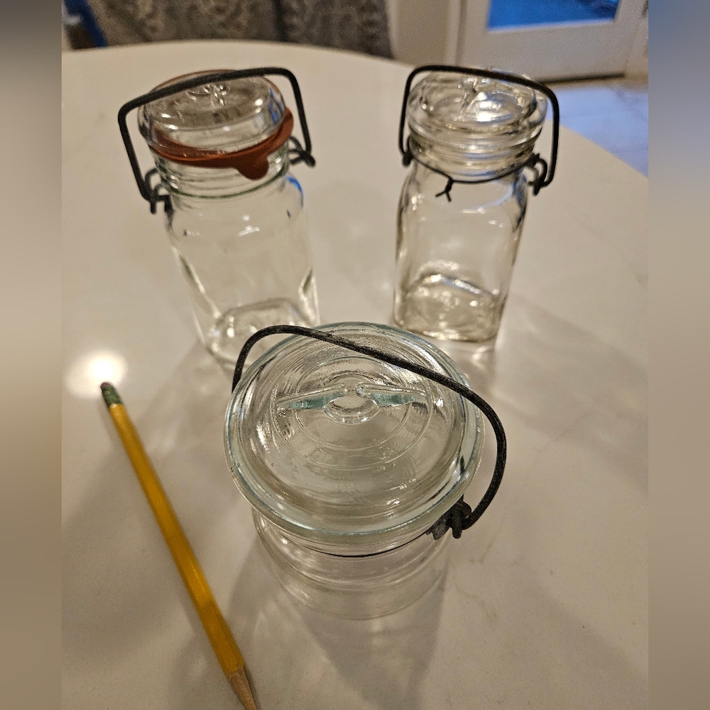 3 Small Glass Canning Jars